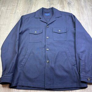 Eton Mens Indigo Classic Long Sleeve Button Up Utility Workwear Jacket Size L